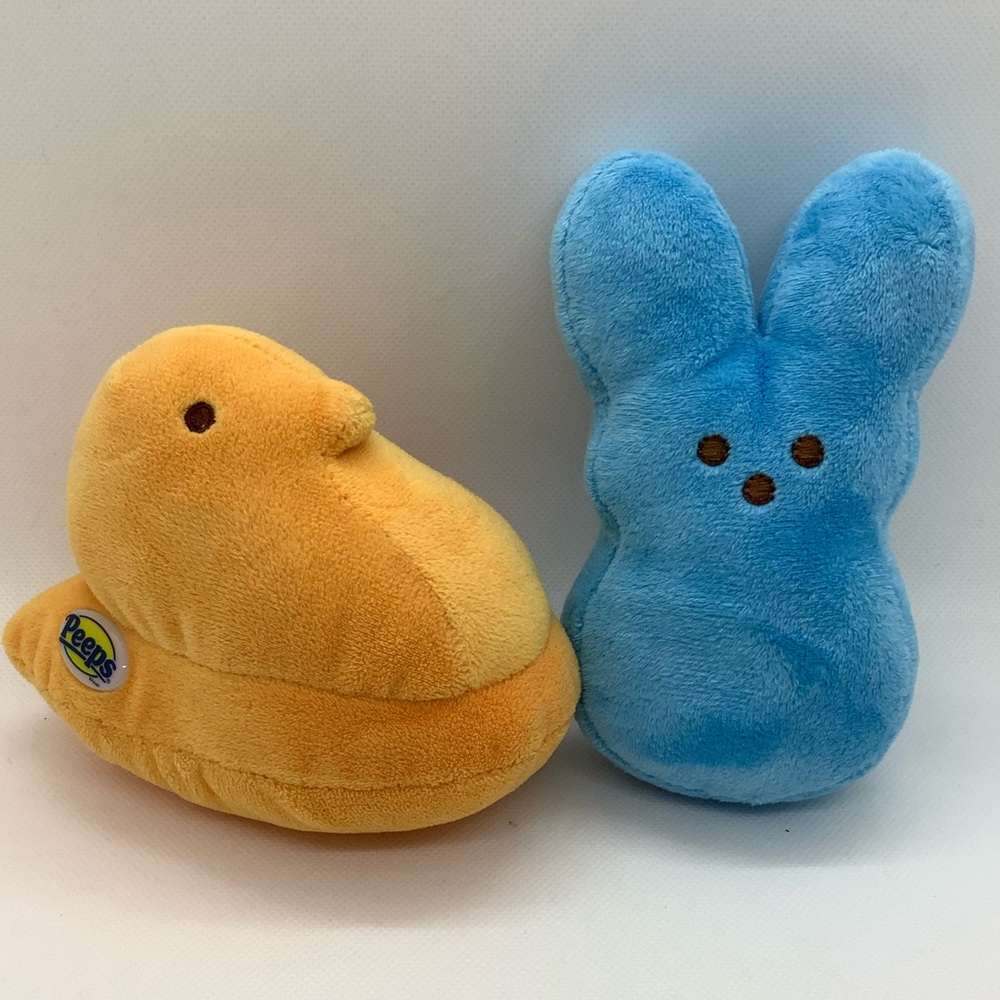 PEEPS Plush Set of Two Yellow Chick and Blue Bunny Stuffed Animal Toys